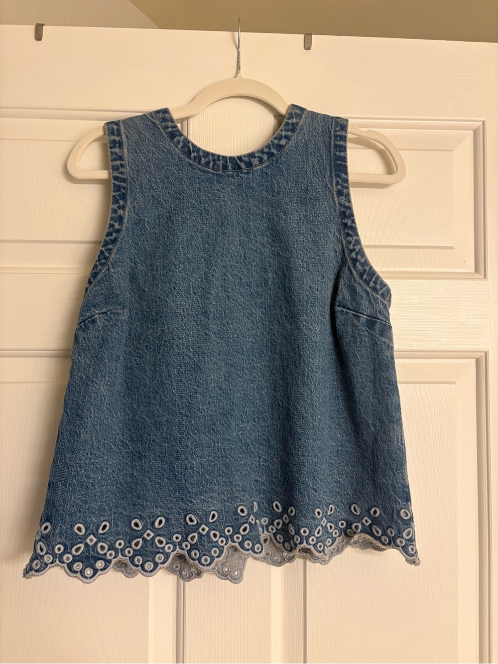 Abercrombie Eyelet Denim Shell Top Medium Wash
